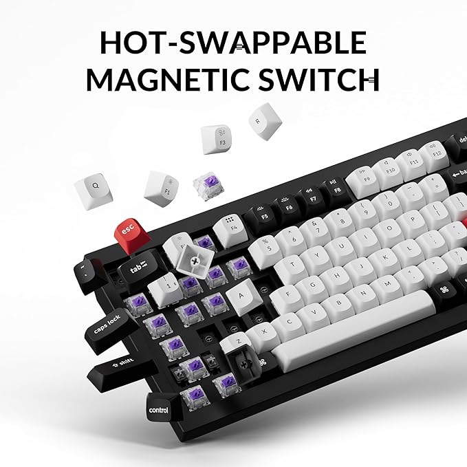 Keychron Q1 HE Wireless Custom Keyboard Rapid Trigger QMK Launcher 2.4 GHz Bluetooth 5.2 with Gateron Double-Rail Magnetic Switch, RGB Compatible with Mac Windows Linux (Hot-swappable)