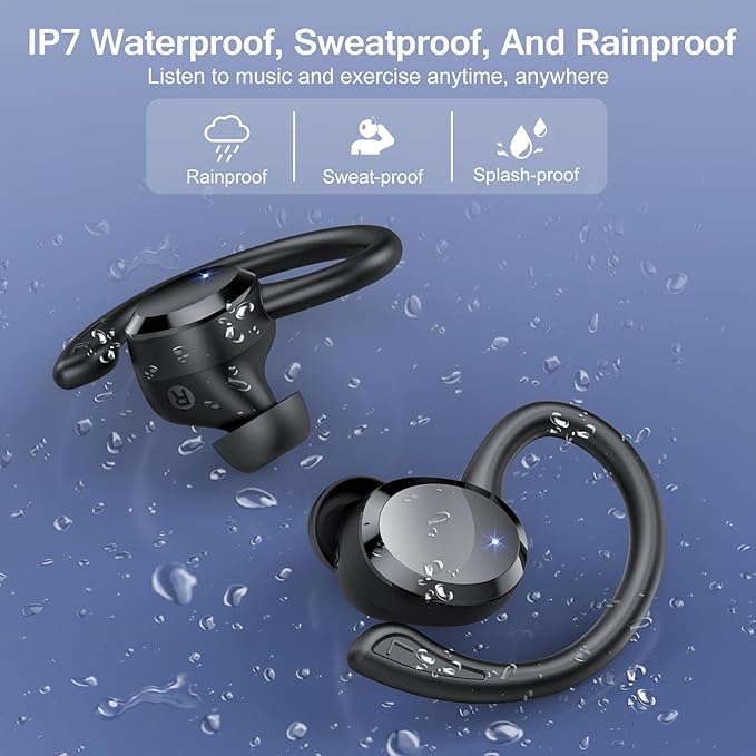 Wireless Earbuds, 2026 Bluetooth 5.4 Headphones HiFi Stereo, Bluetooth Earbuds with ENC Noise Cancelling Mic, IP7 Waterproof in Ear Earphones, 68H Dual LED Display Ear buds for Workout Sports