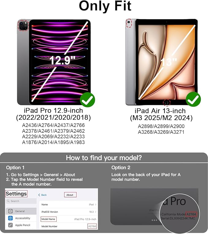 for iPad Pro 12.9 Case (6th/5th/4th/3rd Generation 2022/2021/2020) & ipad Air 13 inch case (M3 2025/M2 2024) with Pencil Holder, Smart Slim Trifold Stand Case with Soft TPU Back (Cream White)