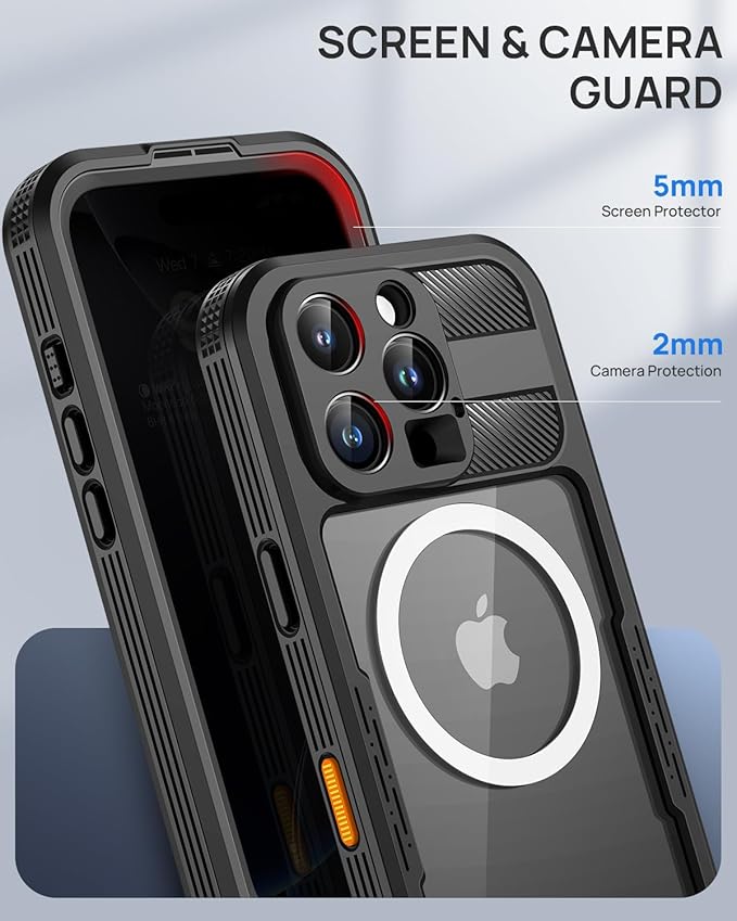 Lanhiem Magnetic for iPhone 16 Pro Max Case, Built-in Privacy Screen Protector, IP68 Waterproof Dustproof Case, Compatible with MagSafe, Anti-Spy Full Body Phone Case for iPhone 16 Pro Max 6.9", Black