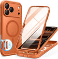 BERFY for iPhone 17 Pro Max Case, Compatible with MagSafe, Built-in Glass Screen Protector, Camera Protection, Shockproof Full Body Phone case 6.9", Translucent Cosmic Orange
