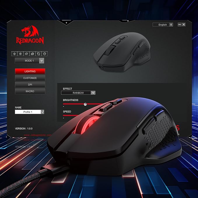 Redragon M695 Wired Gaming Mouse, 24,000 Max DPI Optical Gaming Mice with 7 Programmable Buttons, Ergonomic Natural Grip Build, Software Supports DIY Keybinds & DPI, Black