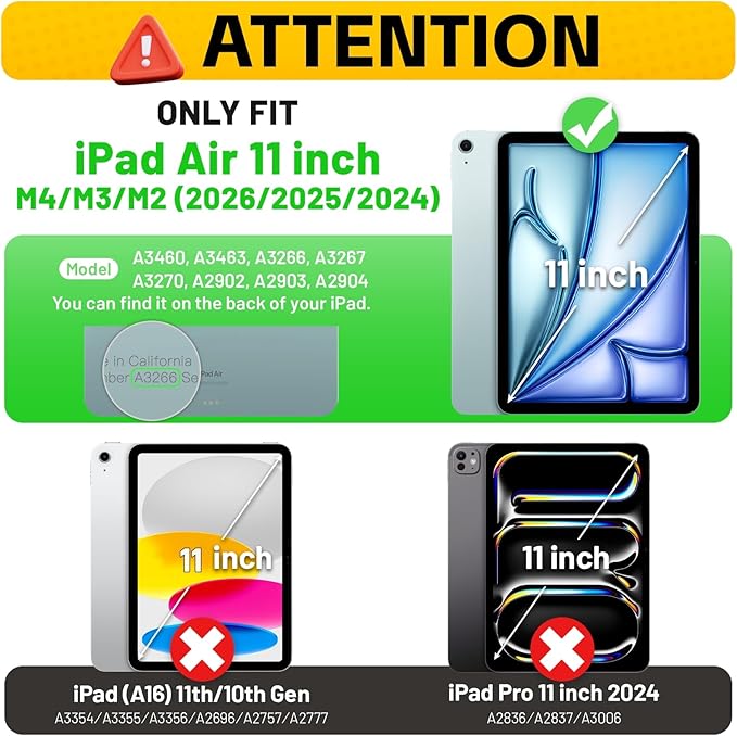 HXCASEAC Rugged Case for iPad Air 11 inch M4 M3 M2 (2026 2025 2024), Heavy Duty Protective Design with Pencil Holder, Screen Protector, Rotating Stand, Hand Strap, for iPad Air 11 Hard Case (Blue)