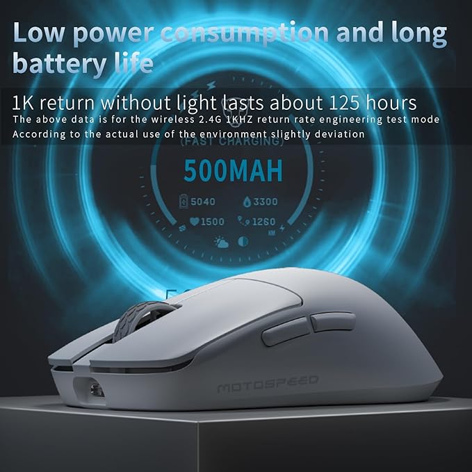 MOTOSPEED X6 Wireless Gaming Mouse,Two-Mode 8K/USB-C Mouse Up to 26000DPI,PAW3395 Optical Sensor Lightweight 46g,5 programmable Button,500MAh Battery Life,Computer Mouse for Laptop,PC,Mac(Black)