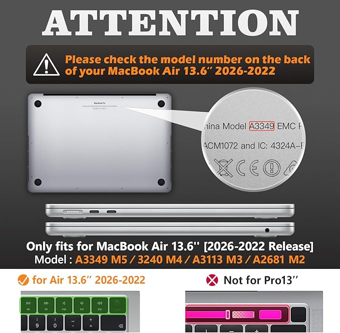 SEYMAC stock Case for MacBook Air 13.6 inch, Shock-Absorbing Protection with Folding Stand &Mouse Pad Case for MacBook Air 13.6 inch, Gray