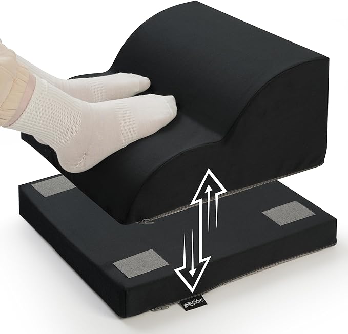 Removable & Washable Foot Rest for Under Desk, 2-Tier Adjustable Foot Stool for Office and Home, Ergonomic Footrest for Seating Comfort at Work/Study (Machine Washable Cover-Black)