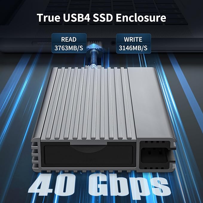 ZIKE ZikeDrive Z666 40Gbps M.2 NVMe SSD Enclosure USB 4.0 up to 3811MB/s Aluminum Case, Compatible with Thunderbolt 4 M.2 M-Key 2280, USB 4 USB 3.2 Gen2/Gen1 PCI-E Gen 4x4 Tool-Free Installation