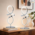 Mayful Modern Lamp with LED Spiral Design, Bedside Lamp with Stepless Dimming Switch, Contemporary Nightstand & Chrome Table Lamp for Bedroom, Living Room, Home Office, 12W 3200K Warm White,2 Pack