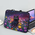 Galaxy Floral Laptop Handle Bag for Women 17 Inch Computer Protect Case Pouch Holder Black Cat Notebook Sleeve Neoprene Cover Soft Carrying Travel for 10-17 Inch Chromebook