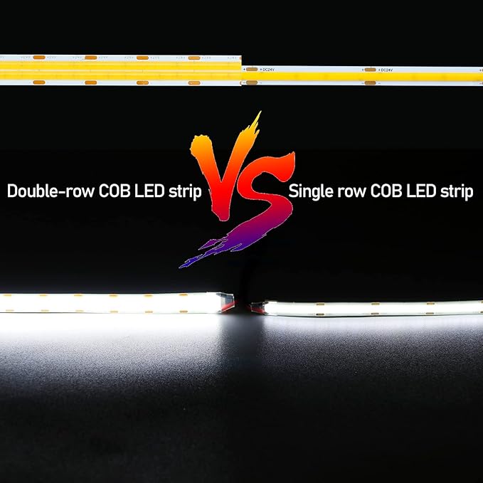 GOMING 32.8ft(10M) 24V Double Row COB LED Strip Light Cool White 6000K 6000LEDs CRI 93+ 20000lm Uniform Glow Dotless Not Waterproof IP20 Flexible LED Tape Lights for DIY Home Decor(No Power Supply)