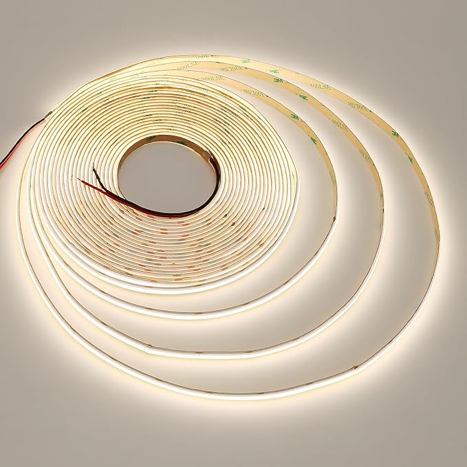 JOLIT 24V COB LED Strip Lights 32.8ft/10M Natural White 4000K 120 Degree Beam Angle, CRI 90+ 384LEDs/M High Density 7650LM Bright Uniform Indoor Adhesive LED Tape for Bedroom, Living Room, Office