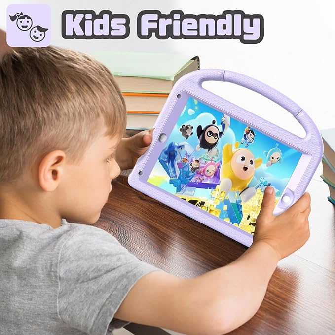 YIHE Shockproof Kids Case for iPad 6th/5th Generation (9.7 inch, 2018/2017), iPad Air 2/1 & Pro 9.7 | Durable Protective Cover with Built-in Screen Protector & Stable Stand, Light Purple