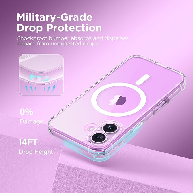 CAPRARO Magnetic Compatible with iPhone 16 Case, Upgraded [Full Camera Protection] [Compatible with MagSafe] Protective Translucent Matte Women Girl Phone Case Cover, Clear