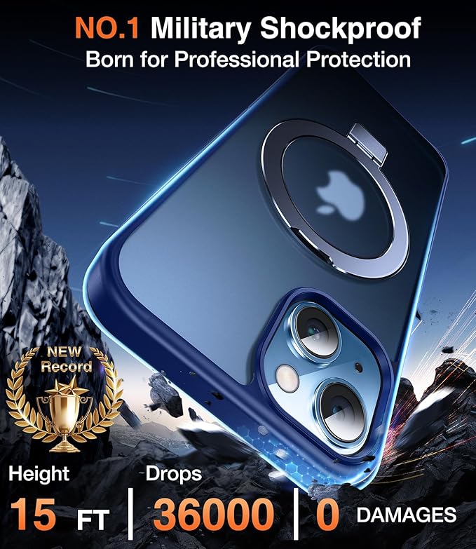 Chicfun 3-in-1 [Magnetic+Kickstand+Ring Holder] for iPhone 15 Plus Case with Stand Ring Holder， Compatible with MagSafe, Military Shockproof Kickstand Phone Case iPhone 15 Plus Cover Blue