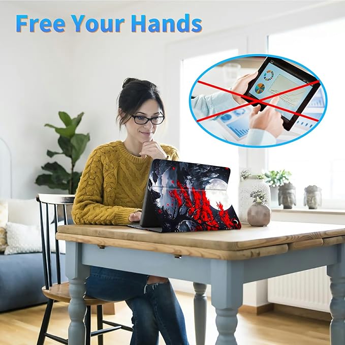 for Amazon Kindle Fire HD 10 & 10 Plus (13th/11th Generation, 2023/2021 Release) 10.1" Tablet Case, Slim Kickstand Stand Leather Smart Cover with Auto Wake/Sleep, Red Leaf Moon