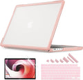 Batianda Ultimate Protection Case for New MacBook Pro 14 inch 2026 2025 M5 M4 M3 M2 Pro Max Chip Matte Translucent Rugged Armor Shell Shockproof Carbon Fiber Texture with Keyboard Cover, Peach Pink