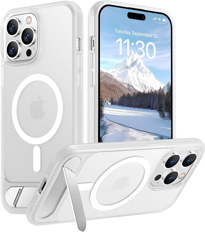 Magnetic Compatible with iPhone 14 Pro Case, [Built-in Invisible Kickstand][Compatible with MagSafe] [Military Grade Shockproof] Slim Translucent Matte Phone Case for iPhone 14 Pro 6.1"