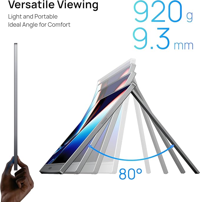 ARZOPA 17.3" Portable Monitor Gray, 1080P FHD 103% sRGB IPS Gaming Monitor Laptop Monitor with Built-in Kickstand HDMI USB C External Screen for PC Mac Phone Xbox PS5 - Z1C Plus