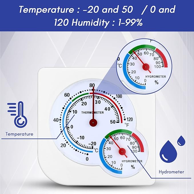 Kathfly 6 Pcs Indoor Thermometer and Humidity Gauge Indoor Mini Thermometer Hygrometer Temperature Humidity Meter Temperature and Monitor with Pointers for Home, Kitchen, Planting Room