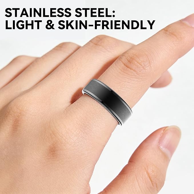 Smart Ring for Women Men,Fitness Ring with 24/7 Activity Tracking,Stress,Sleep Monitoring,No APP Subscription Fees,Compatible with iOS & Android, HarmonyOS Black, 7#