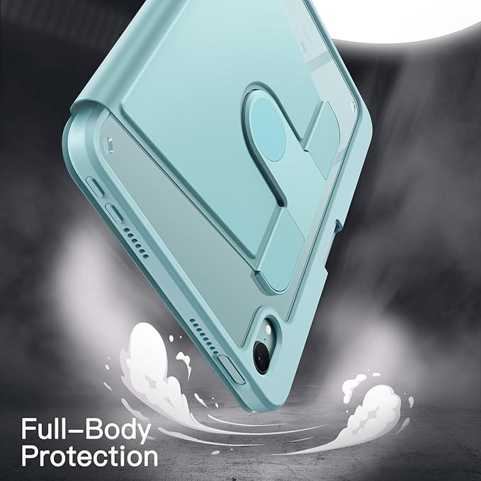 JETech Rotating Case for iPad mini (A17 Pro, 2024 Model, 7th Generation) / mini 6 (2021 Model, 6th Generation), 360 Degree Rotation Protective Stand Cover Clear Back (Blue)