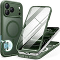 BERFY for iPhone 17 Pro Max Case, Compatible with MagSafe, Built-in Glass Screen Protector, Camera Protection, Shockproof Full Body Phone case 6.9", Translucent Deep Green