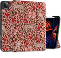 DONGKE Case for 2022/2021/2020/2018 iPad Pro 11 inch Gen 4/3/2/1 - Slim Protective Case - Built in Pencil Holder Support Charging - Trifold Stand & Sleep/Wake Cover- Cheetah Bow