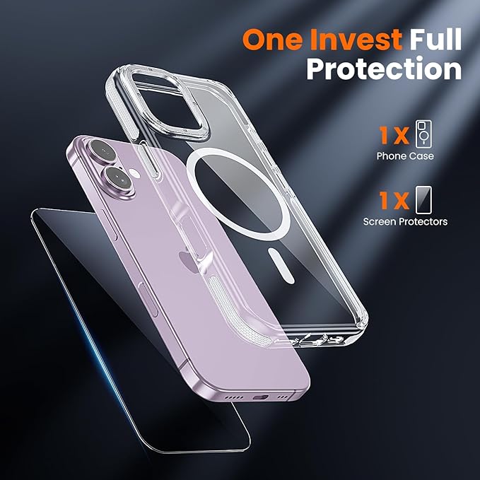 toushion 3 in 1 for iPhone 17 Case Clear Bumper,Fits MagSafe, Yellowing-Resistant Acrylic Back, Shockproof Guard Corners, Military-Grade Protection for Phone Cover 6.3 inch