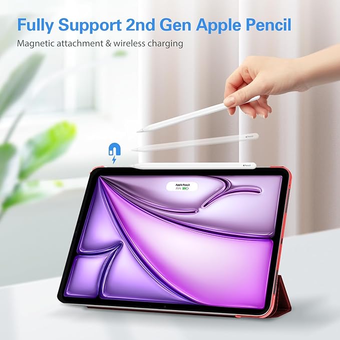 ProCase Smart Case for iPad Pro 12.9 2022/2021/2020/2018, Slim Stand Hard Back Shell Smart Cover for iPad Pro 12.9" 6th Gen/5th Gen/4th Gen/3rd Gen -Red