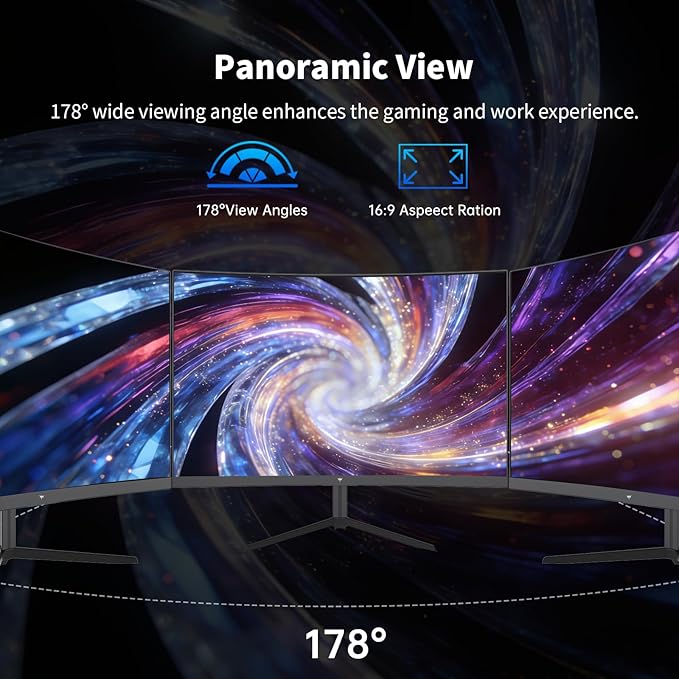 KTC 27 Inch Curved Gaming Monitor, 1440P QHD 144Hz PC Monitor, 1500R Computer Display Adaptive Sync, HDR400, 4000:1 Contrast, Eye Care, DP HDMI Port, VESA Wall Mountable, H27S5C