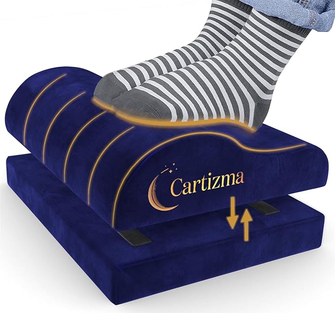 Ergonomic Foot Rest for Under Desk - Non-Slip, Adjustable, Washable Covers - Office, Home & Travel