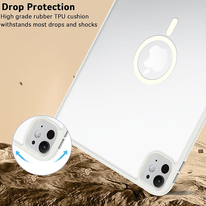 BENTOBEN Magnetic for iPad Pro 11 Inch Case (M5/M4) 2025/2024, Translucent Matte Back Slim Soft TPU Bumper Lightweight Shockproof Protective Women Girls Boys Tablet Case Cover, Stone