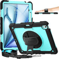 timecity for iPad Air 13 Inch Case M4 2026/ M3 2025/ M2 2024, 360° Rotating Stand, Pencil Holder & Wireless Charging, Shockproof with Screen Protector & Shoulder Strap - for Designers, Blue