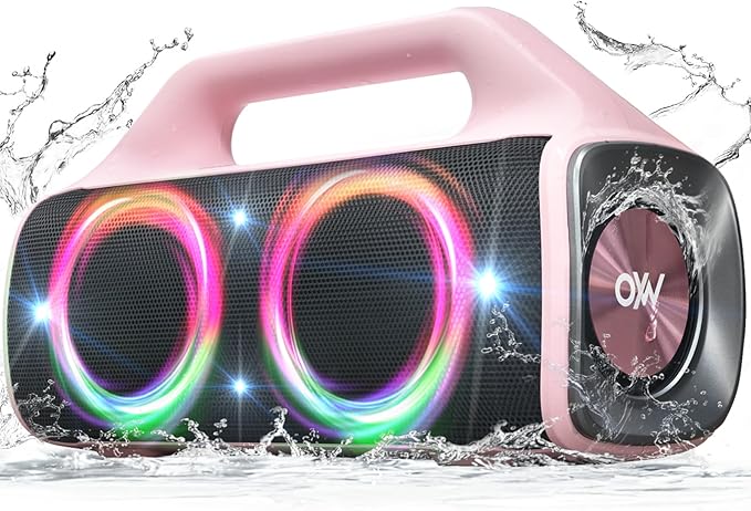 IPX67 Waterproof Bluetooth Speaker:80W(Peak) Loud Outdoor Portable Wireless Party Speakers with LED Lights,20H Playtime,Bluetooth 5.3,Deep Bass & TWS for Pool,Beach