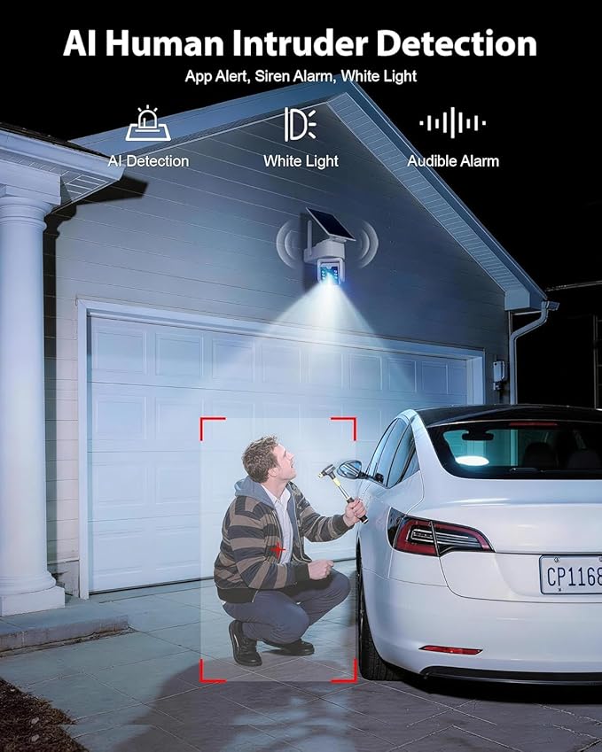 5G & 2.4G Wi-Fi Outdoor Camera Wireless,Solar Security Cameras Wireless Outdoor, 2K 360° PTZ Camera, Solar/Battery Powered, PIR Human Detection, Color Night Vision,Two-Way Voice Calling, Alexa