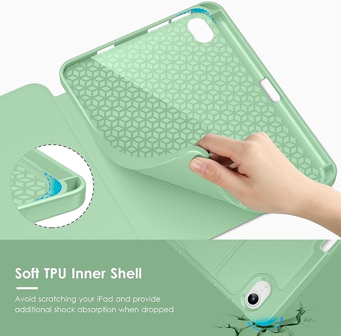 VIKESI Case for iPad mini 7 (A17 Pro) and iPad mini 6,Multiple Angles Magnetic Stand Cover,Shockproof Soft Back,Pencil Holder,and Auto Sleep/Wake,Matcha