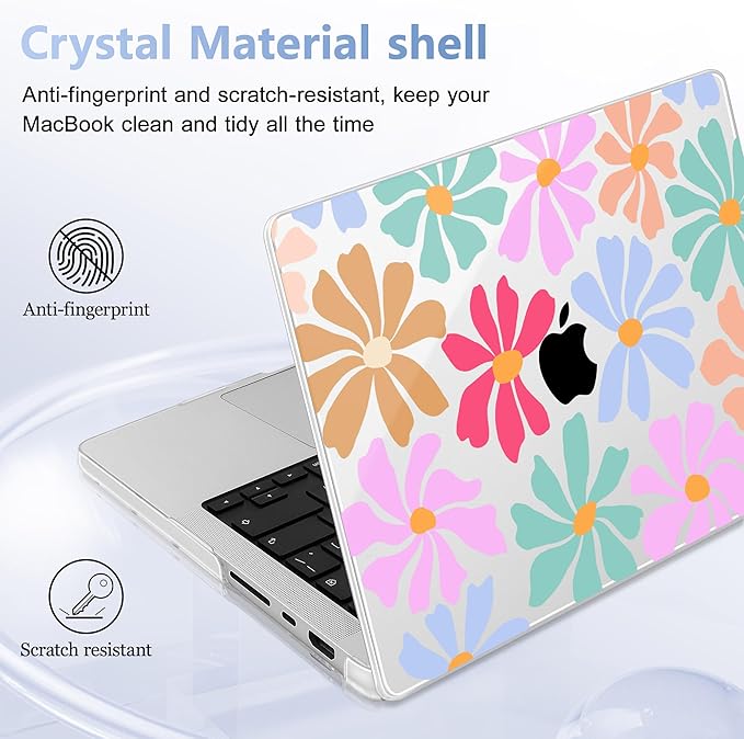 May Chen for 2026 MacBook Pro 14-inch M5 M4 M3 M2 M1 Pro/Max Chip, Release 2026 2025-2021, Model A3427 A3426 A3434 A3112 A3401 A3185, Plastic Hard Shell with Keyboard Cover, Groovy Flower