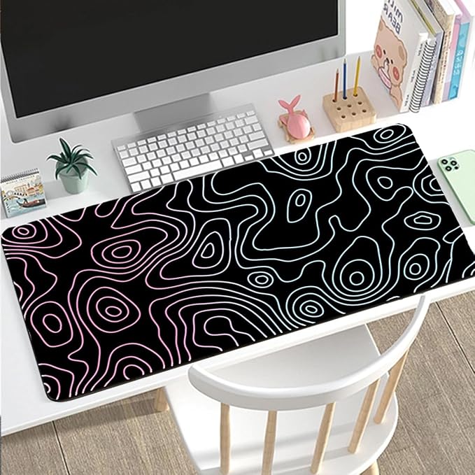 Rcege Large Mouse Pad for Desk - Gaming Mouse Pad with Stitched Edges, Anti-Slip Base for Keyboard and Mouse(Dazzle Black,23.6L x 11.8W inches)