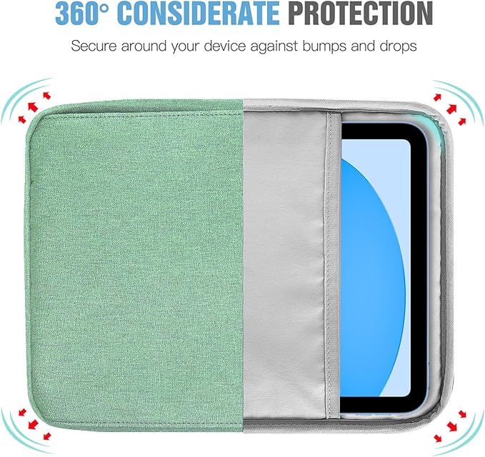TiMOVO 9-11 Inch Tablet Sleeve Bag with Shoulder Strap for iPad 11-inch A16 2025, iPad 10th Gen. 10.9"/10.2", Galaxy Tab A9+/A11Plus 11", Bodhi Green