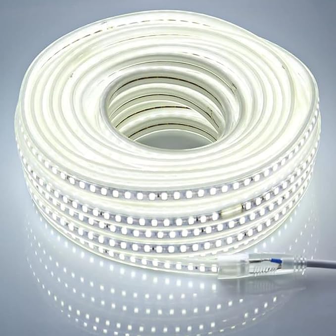 LED Strip Lights 110V, 82.02ft Super Bright Cool White LED Light Strip 6000K 120LEDs/m SMD 5730 AC 120V Waterproof Rope Lights for Indoor Outdoor Home Decor Commercial Lighting