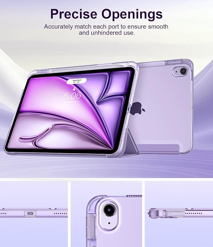 TiMOVO Case for iPad Air 11 Inch M4 2026/M3 2025/M2 2024, iPad Air 5th Generation 2022/4th Gen 2020 10.9 Inch with Pencil Holder, Stand Cover with Translucent Back, Auto Wake/Sleep, Taro Purple