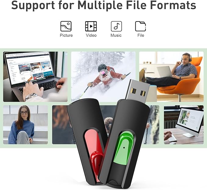 Aiibe 10 Pack 64GB Flash Drive USB Drive 64GB USB Flash Drives Thumb Drives USB 2.0 Memory Stick Bulk (64 GB, 10 Pack, 5 Mixed Colors)