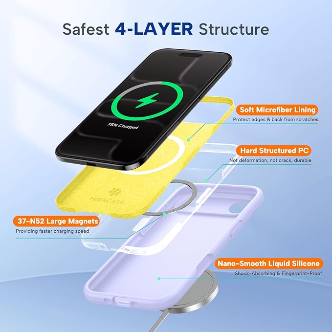 Miracase Magnetic for iPhone Air Case, Compatible with MagSafe, Integrated Silicone Camera Control Cover, 3.0mm Thicken Shockproof Drop Protection Phone Case for 17 Air,Light Purple