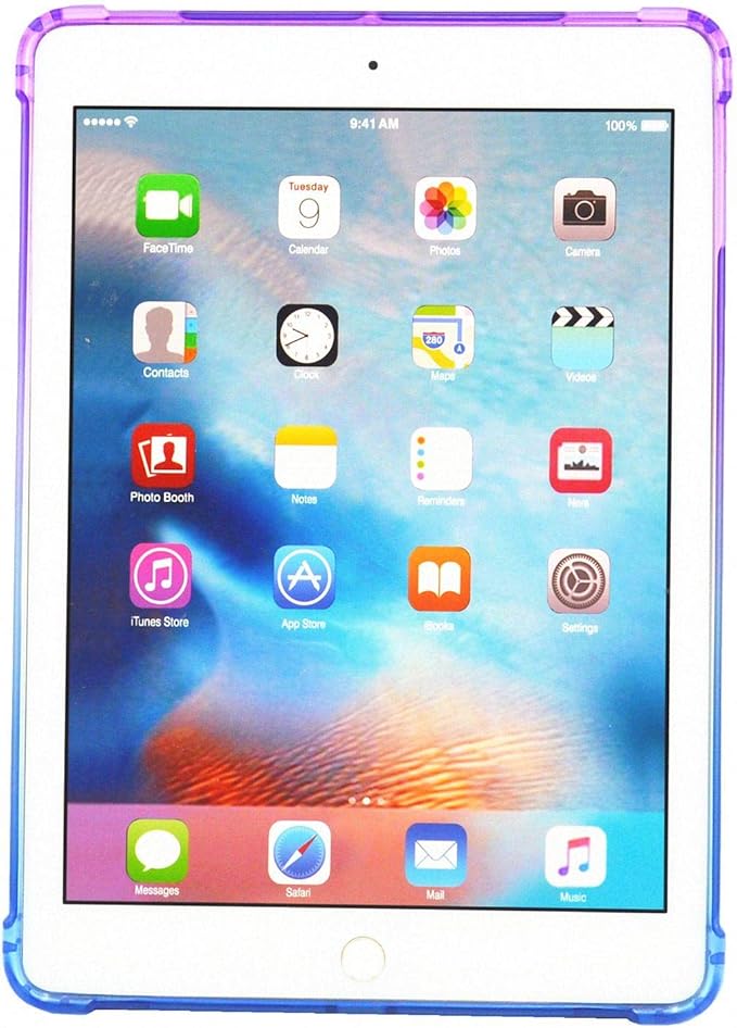Translucent Frosted TPU Back Case for Apple iPad Air 3 (3rd Gen) 10.5" 2019 and iPad Pro 10.5" (2017) Gradient Color Impact Resistant Corner Protection Shockproof Cover, Purple & Blue