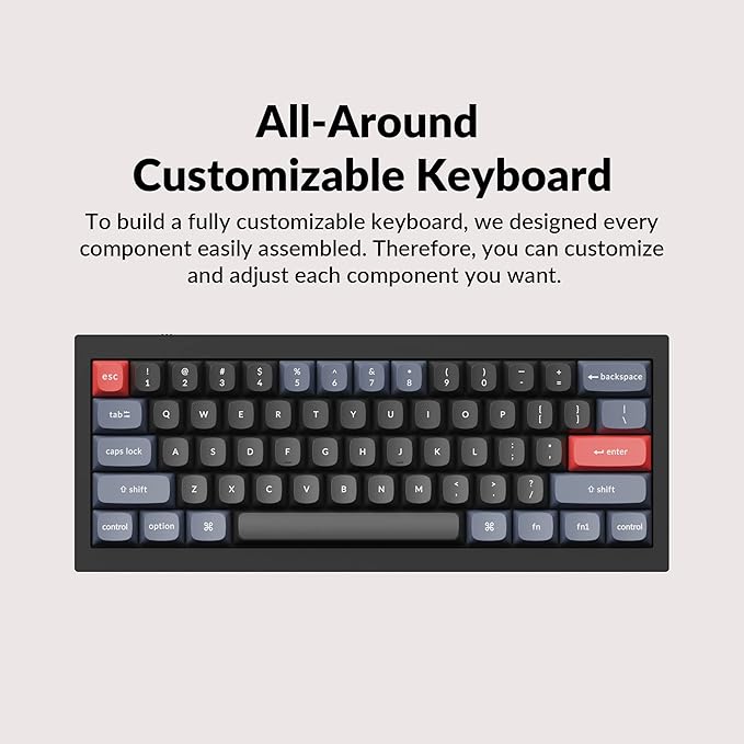Keychron Q4 Wired Custom Mechanical Keyboard, QMK/VIA Programmable Macro, Full Aluminum, Hot-Swappable Gateron G Pro Blue Switch, 60% Layout Double Gasket Compatible with Mac and Windows - Black