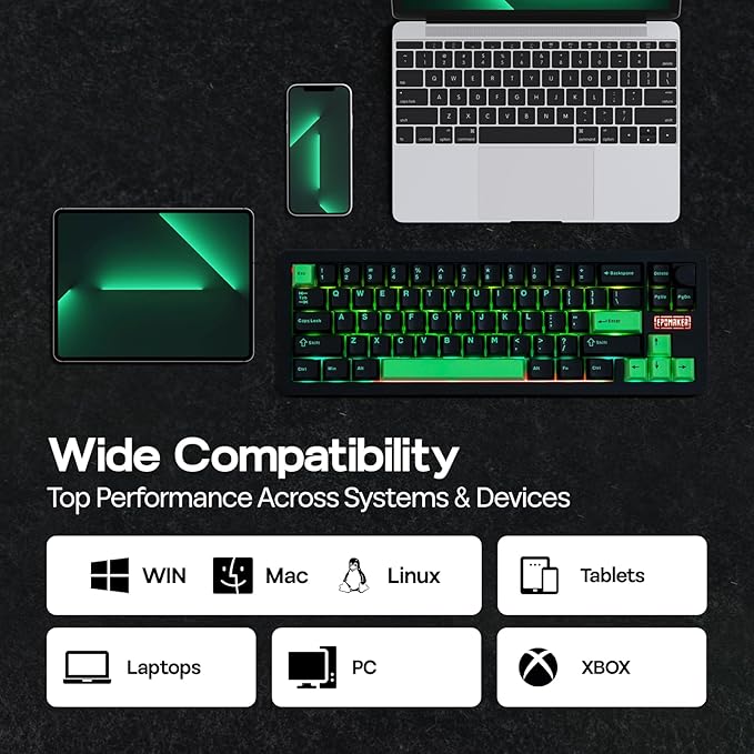 EPOMAKER Galaxy68 QMK/VIA Wireless Mechanical Keyboard, Anodized Aluminum, TOP/Gasket, 6000mAh, RGB Side/Backlight, 65% Gaming Keyboard with Hot-Swap Creamy Switch (Black, Marble White Switch)