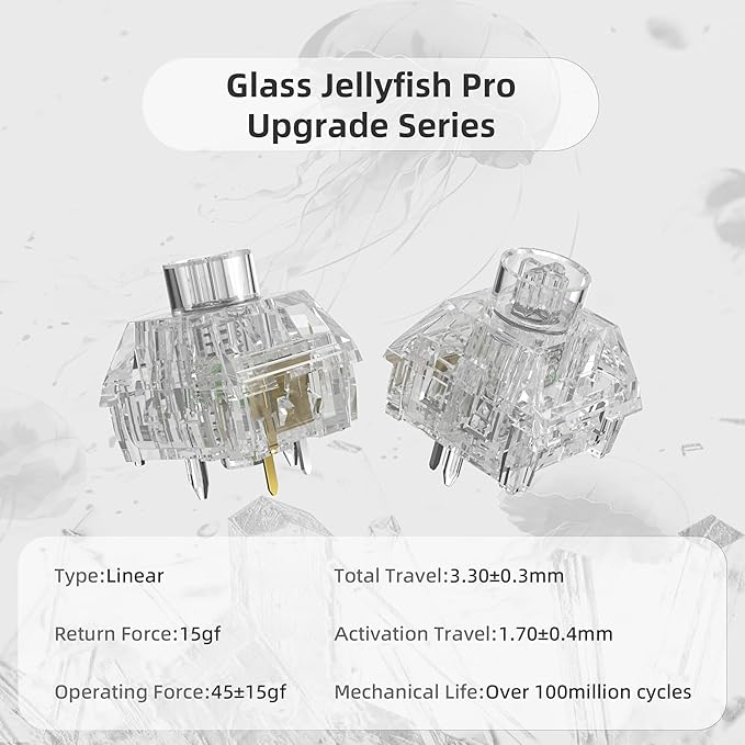Kailh Box Jellyfish PRO Fully Transparent RGB Linear Mechanical Keyboard（Glass Jellyfish 108pcs）