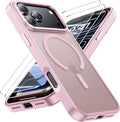 for iPhone 17 Pro Case with 2X Screen Protectors [Compatible with MagSafe] Military Grade Drop Protection Skin Feeling Cover Shockproof Slim Fit iPhone 17 Pro Phone Case 6.3 inch,Light Pink