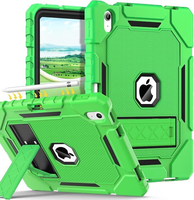 Grifobes for iPad A16 Case 11th Generation 11 inch 2025 / iPad 10th Generation Case 10.9 inch 2022, Heavy Duty Military Grade Shockproof Cover with Pencil Holder for i Pad 11/10 Gen (Green)