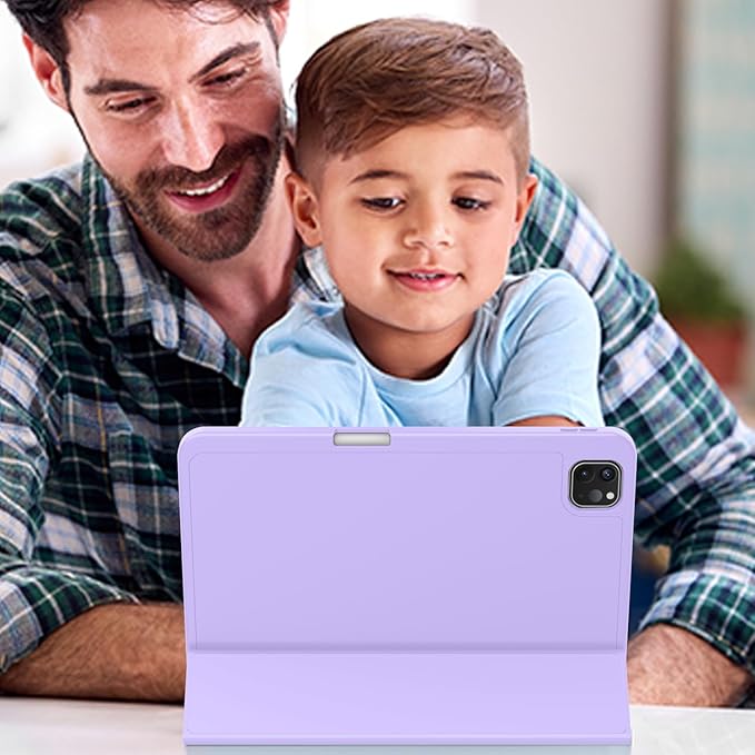 ZryXal iPad Pro 11 Inch Case (M5) 2025/ (M4) 2024 (Model: A2836/A2837/A3006), Trifold Stand Smart Cover with Pencil Holder and Soft TPU Back, Auto Wake/Sleep (New Clove Purple)